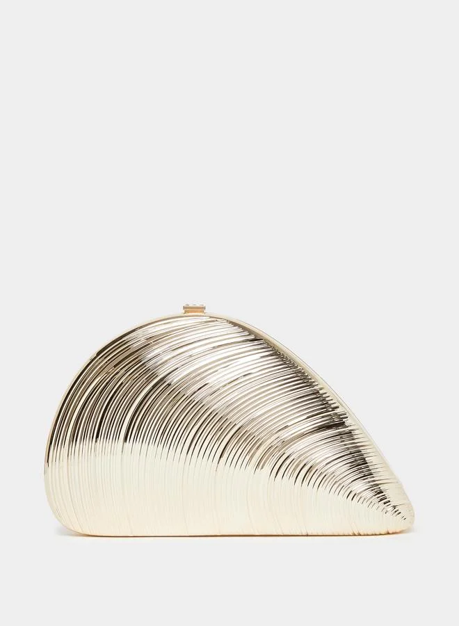 ستايلي حقيبة كلتش معدنية بتصميم صدفة